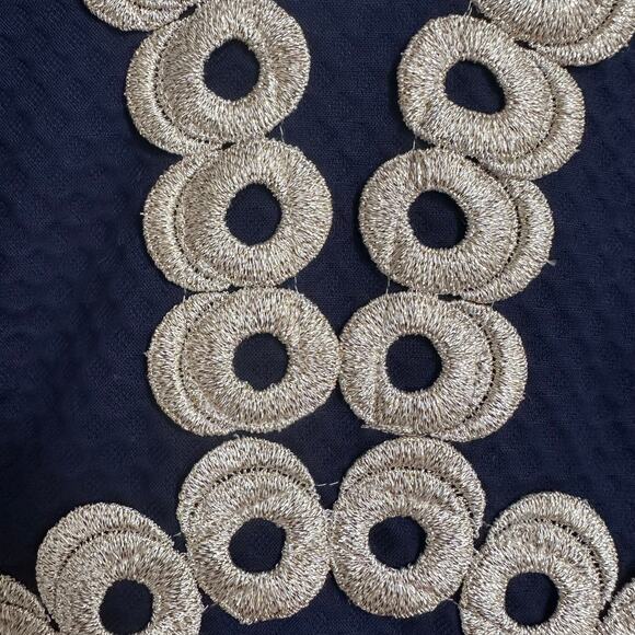 LILY PULITZER Esme Navy Blue Shift Sheath Gold Dress Size 4 23215 EUC - Picture 11 of 12